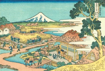 Der Fuji von der Teeplantage in Katakura in der Provinz Suruga gesehen